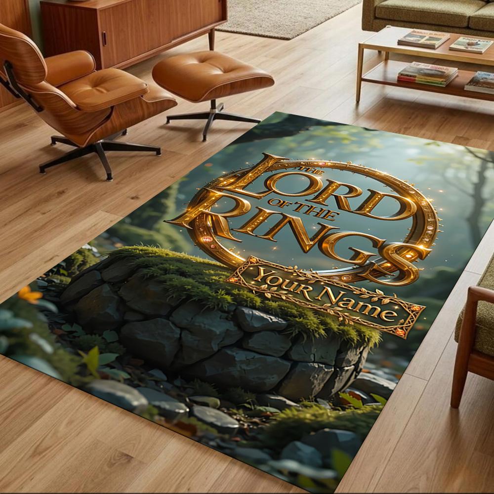 Lord Rings Customized Name Floor Rug Office Rug Suitable for Balcony Foyer Game Room Decorate room Anti-slip Rug Decorate Offices