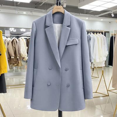 Good Quality Korean Loose Fashionable Women  Suit Coat Double Breasted Notched Blazers