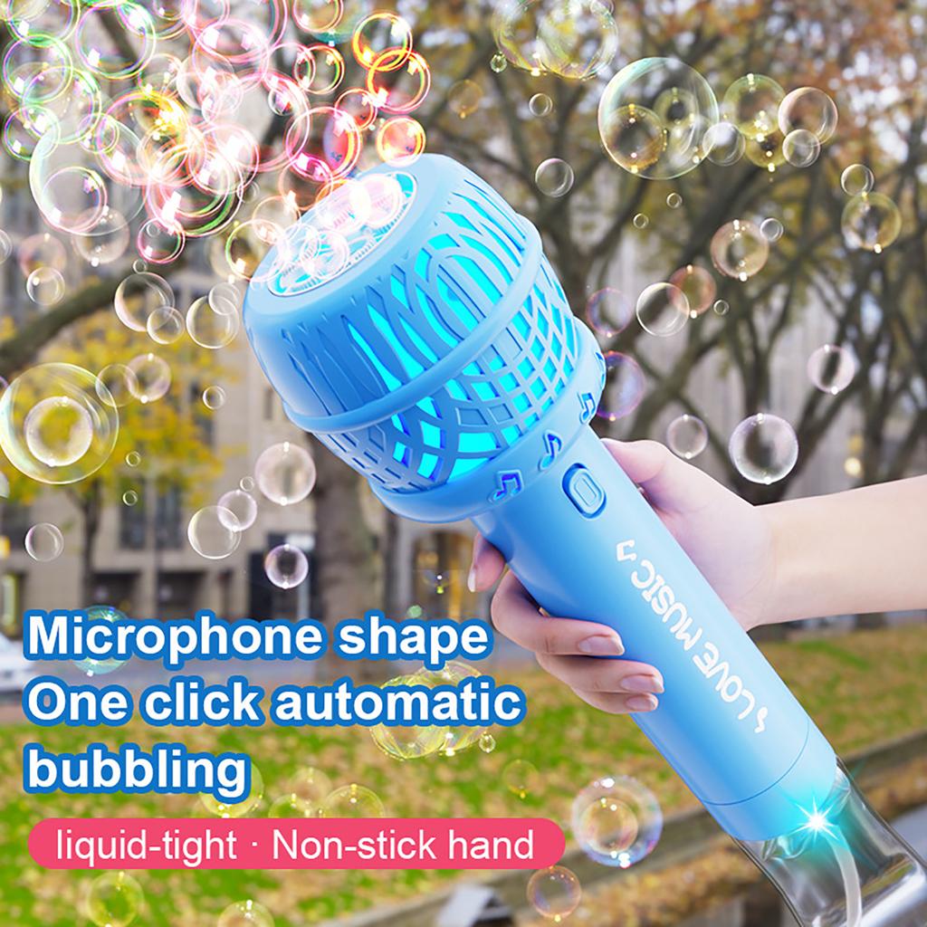 Microphone Bubble Stick Fully Automatic Electric Bubble Blowing Machine, Comes With Battery, Outdoor Bubble Blowing Toy