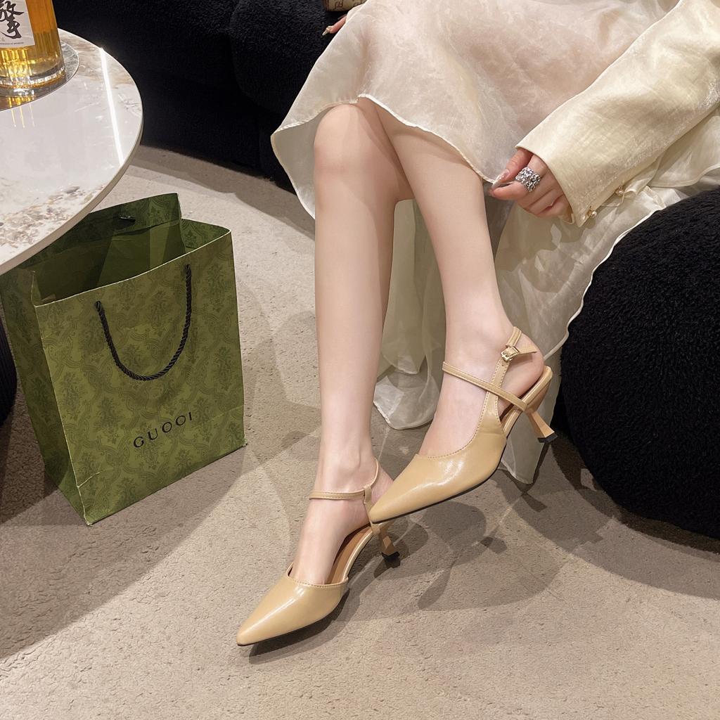 Fashion Womens Sandals with Non Slip High Heels Close Toe Straight Buckle Strap 2025 New Summer Outdoor PU Multi Colored Fashion Sandals