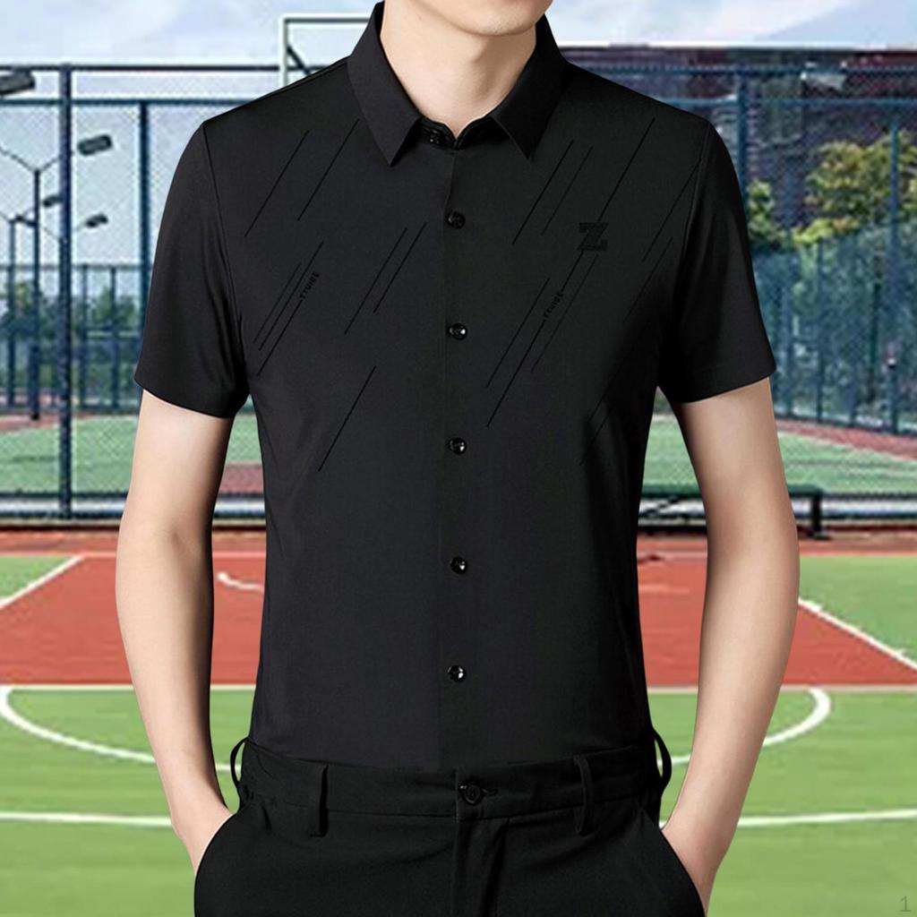 Men Classic Short Sleeve Breathable Shirt Summer Quick Drying Business Casual top