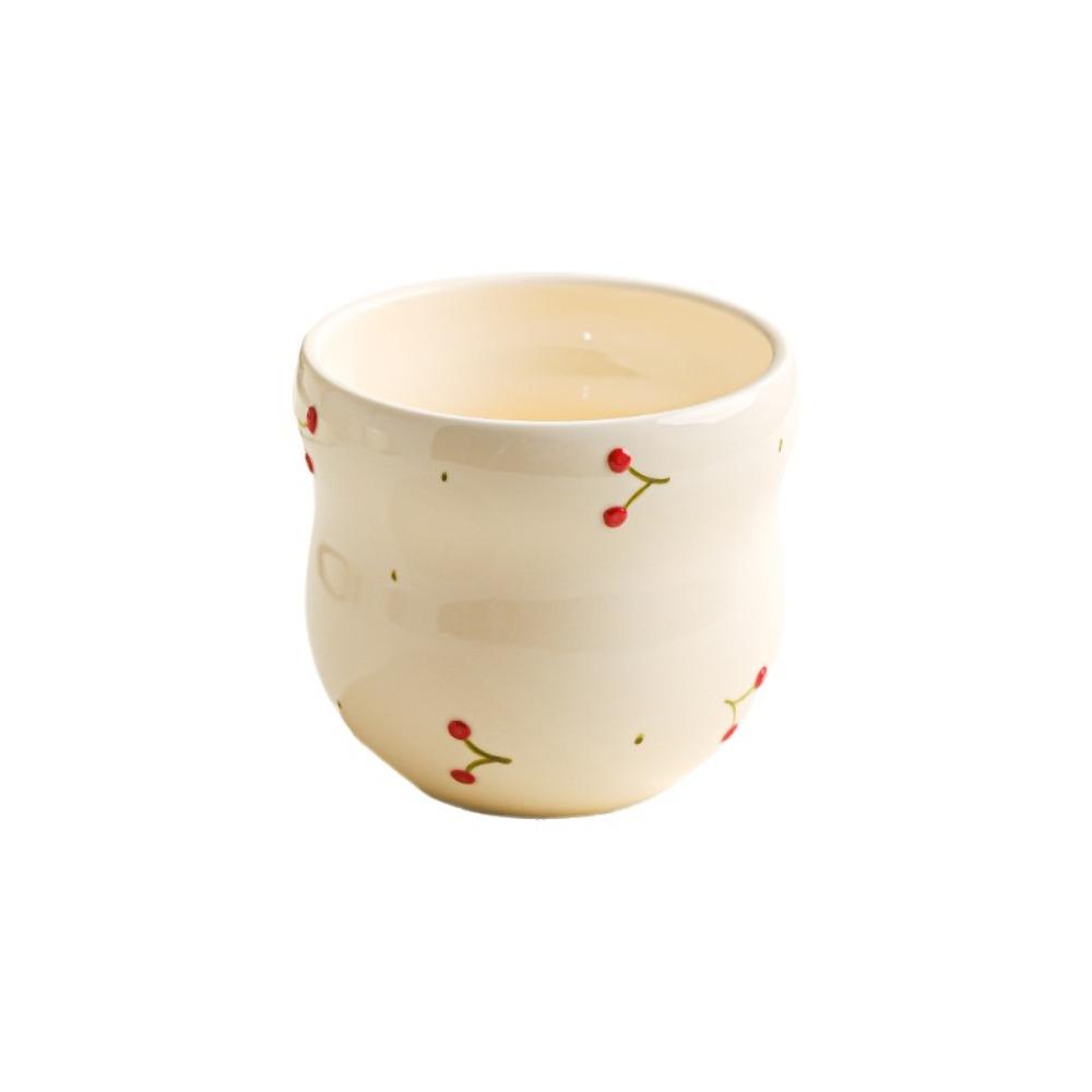 Hand-painted Ceramic Mug Embossed Handheld Mug Simple Coffee Cup  Summer Style A