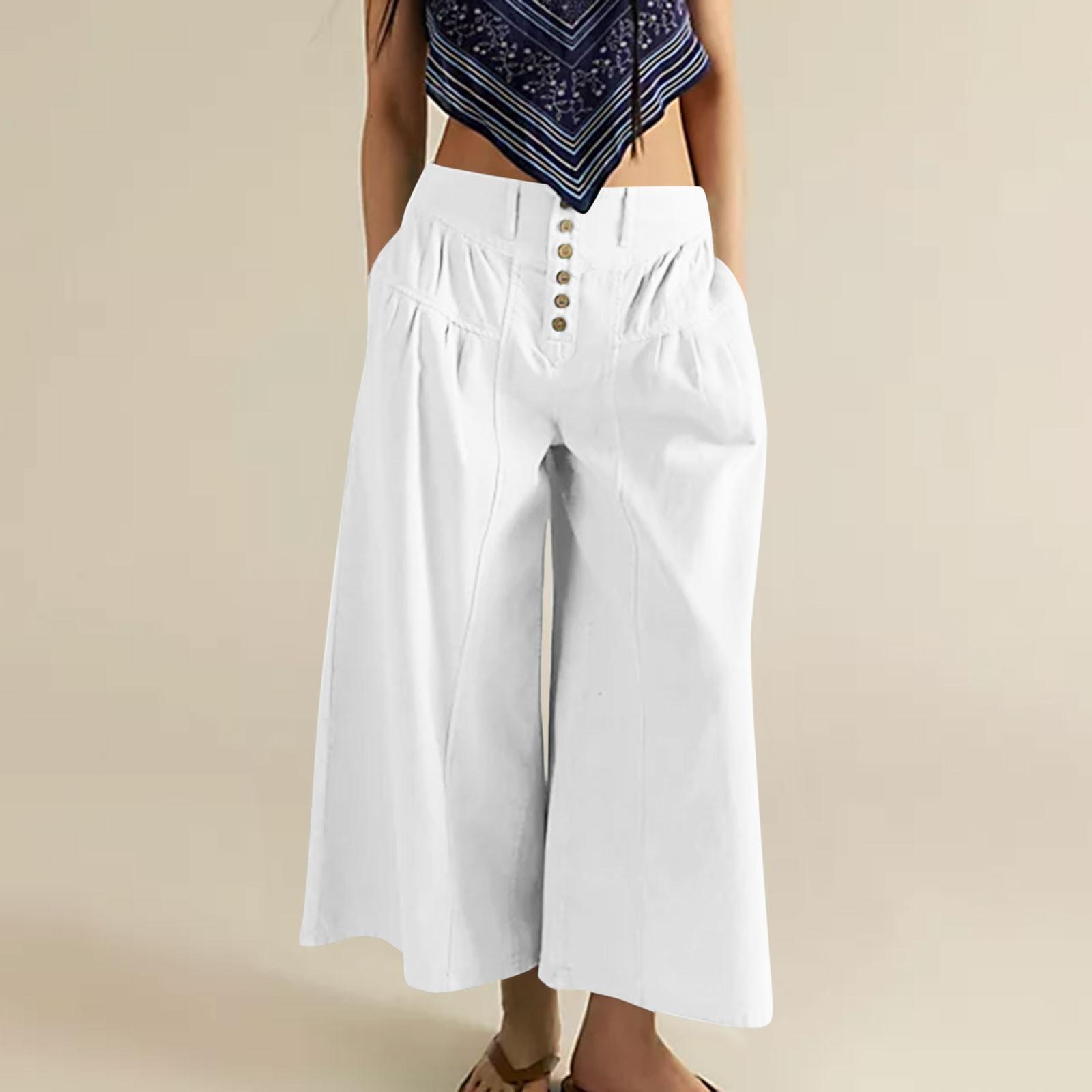 

Женские однотонные повседневные брюки, универсальные свободные брюки с широкими штанинами XL белый