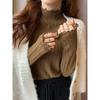Autumn and Winter Women's Wooden Ear Bottoming Sweater, Fashionable New Half-high Collar Women's Long-sleeved Thick Sweater 2618#