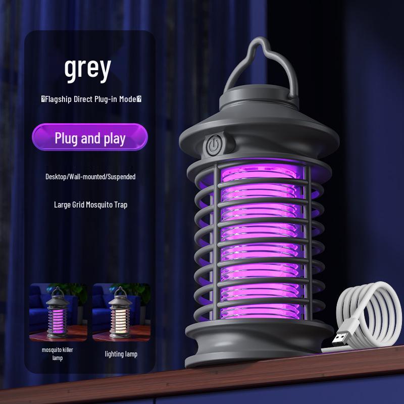 USB Rechargeable Mosquito Killer Lamp: Wall-Mounted or Portable, Indoor & Outdoor Use, Purple Light Repellent.
