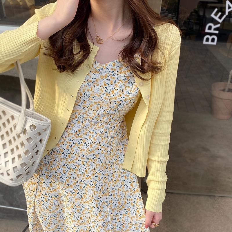 Ice silk knitted cardigan women's thin summer suspender skirt outer cover blouse sunscreen knitted sweater jacket air-conditioned shirt top