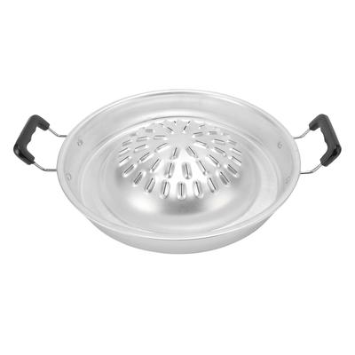 Parrilla BBQ Tailandesa 2 en 1 Antiadherente Calentamiento Uniforme Aluminio Olla Caliente Parrilla Sartén de Carbón para Interior Exterior 30cm/11.81in Color Original