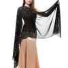 Rhinestone Women Chiffon Shawl Solid Color Soft Sparkling Sheer Wrap Breathable Thin Party Scarf
