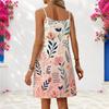 Women Plus Size Criss Cross Neck Strappy Sleeveless Floral Printed Curved Hem Black Dress