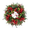 Realistic Design Christmas Wreath Velvet Bow Faux Greenery Wreath  Indoor Decor