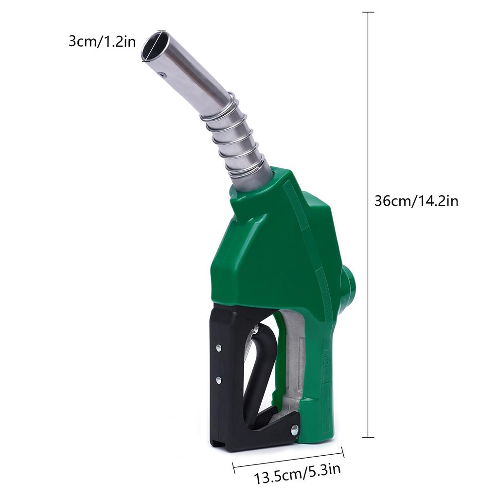 Automatic Diesel Fuel Nozzle 1" Inch Green, 31.7GAL/Min High Flow, Self-Sealing for Tank Truck Boat Gas Station