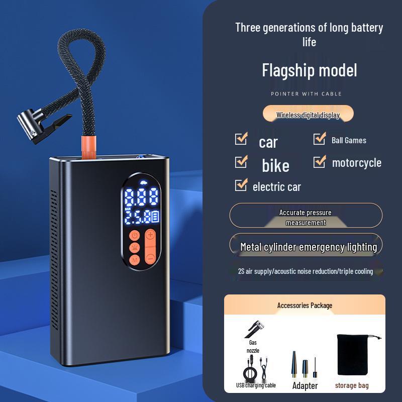 Portable Smart Digital Car Air Pump: Compact High-Power Handheld Inflator with Digital Display