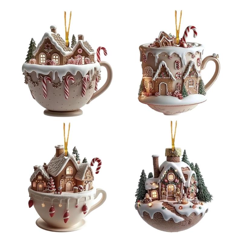 Weather Resistant Christmas Tree Cottage Embellishment Acrylic Homes Adornment For Bedroom Or Study Room
