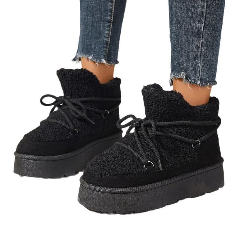 Large Size Thick-soled Cross-strap Snow Boots, New Thickened Medium Tube In Autumn and Winter, But Knee-warm Women's Boots