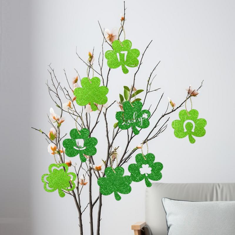 St Patricks Day Shamrock Decoration Hangtag Lucky Shamrock Pendant Irish Festival Party Ornaments Set Of 8 Office Home Decor