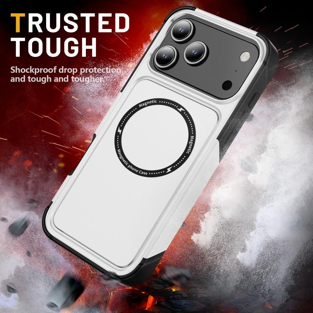 Mobile Phone Case Magnetic Four Corners Anti-fall Protective Case Frosted Anti-Scratch Wireless Charging Car Phone Case for Apple 17pm