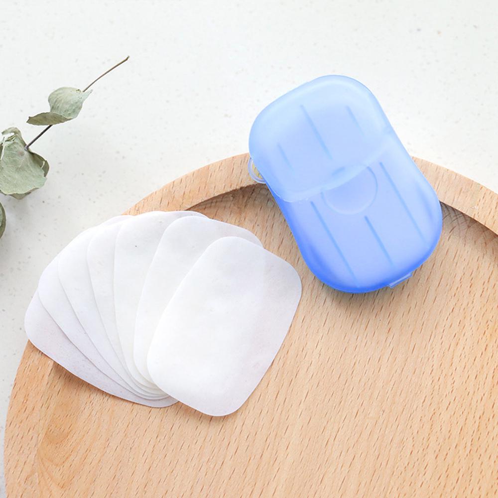 Travel Portable Disposable Soap Flakes with Storage Box Container 20Pcs Soap Papers Scented Foaming