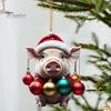 Christmas Pendant Adorable Cartoon Pig Shape Xmas Tree Hanging Ornament for Home Festive Decorations