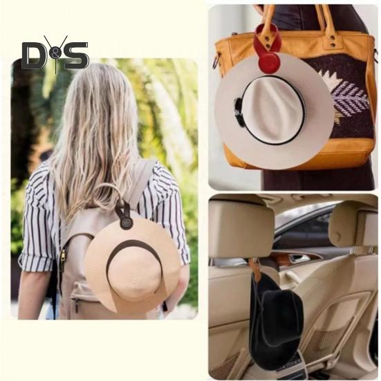 Faux Leather Magnetic Hat Clip Hands-Free Portable Multipurpose Travel On Bag Backpack Handbag Luggage Cap Holder Magnet Storage Hook Vacation