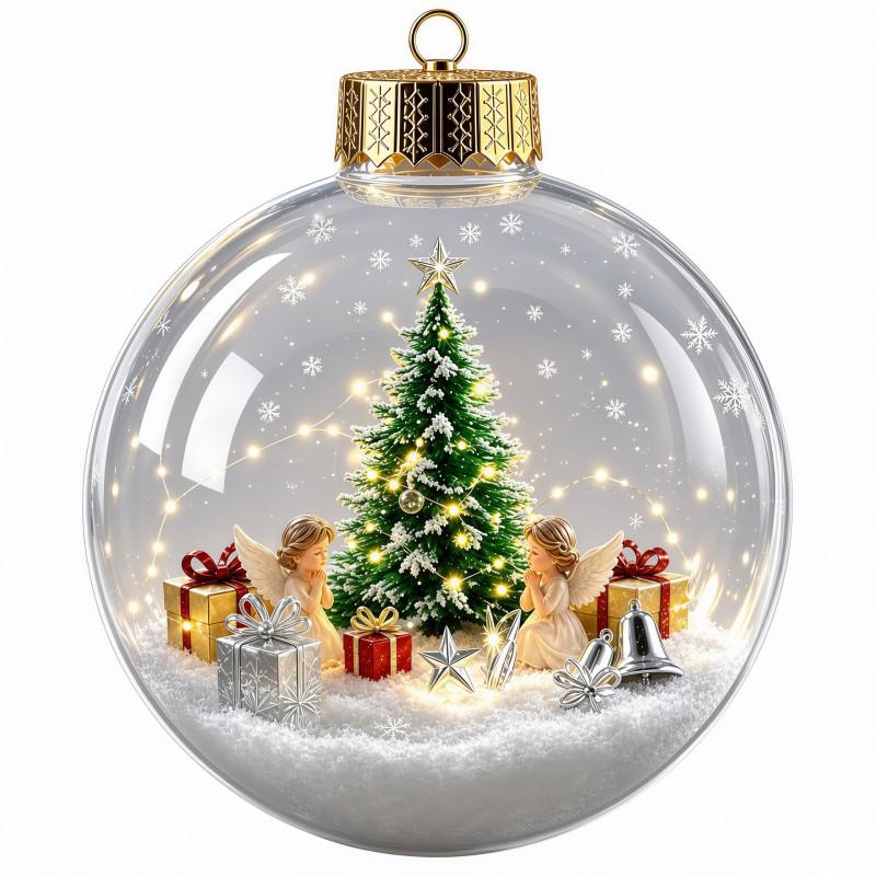 LED Lighted Transparent Acrylic Christmas Ornament Ball Decor Tree Hanging Festive Home Decoration