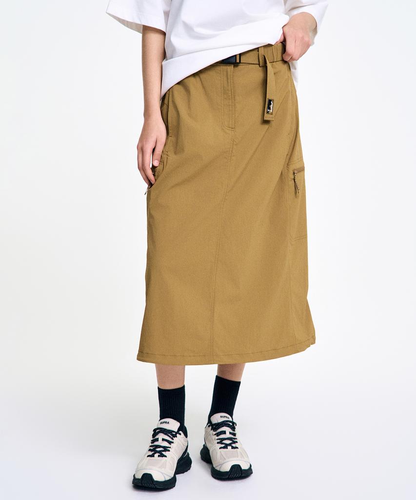 SUPRA Women'S Belted Long Skirt (Brown)