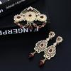 Gold Color Wedding Jewelry Brooch Earring Sets For Women Pins Bijoux Gift