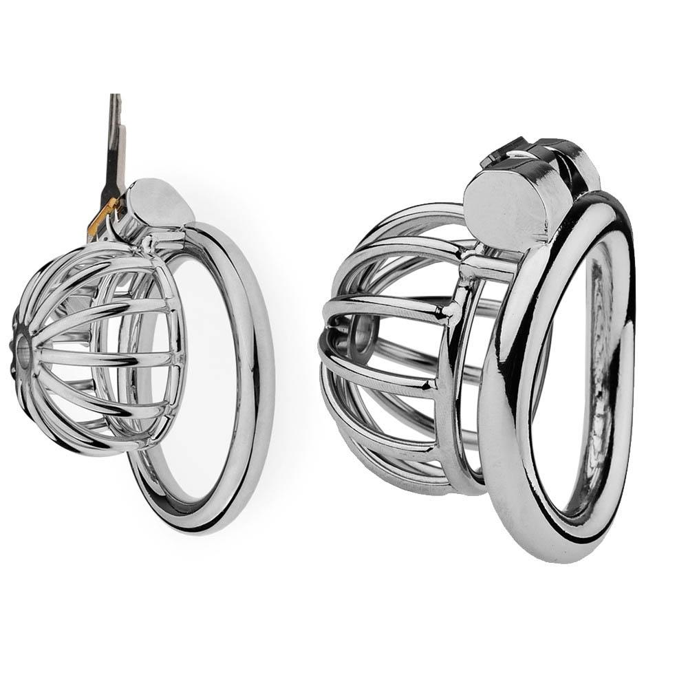 Stainless Steel Chastity Cage Set with Dual Style Design, Secure Locking Ring and Smooth Metal Trainer Masturbation Sex Toys
