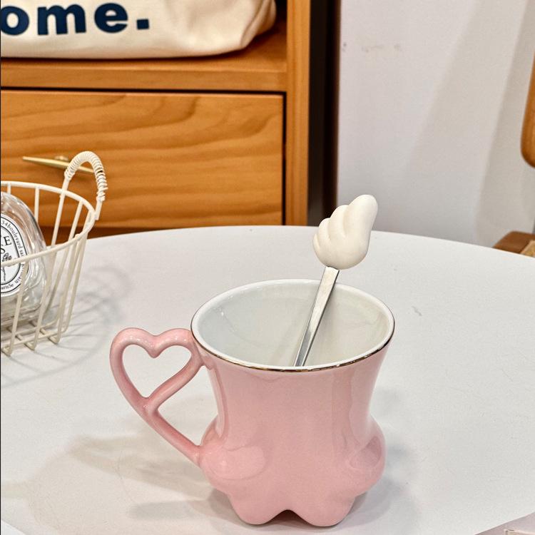 Creative Cat Paw Ceramic Mug - Cute Couple's Cup & Logo Gift