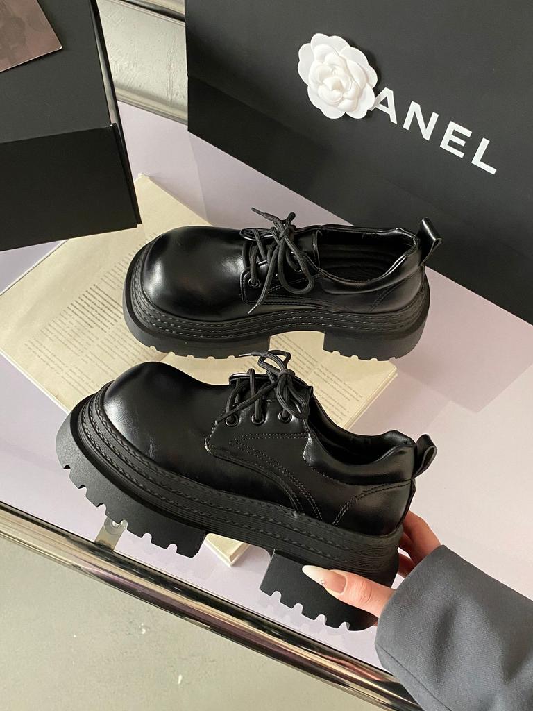 Loafers Platform Shoes Women's 2025 Spring New Retro British Style Black College Style Single Shoes Women's Small Leather Shoes