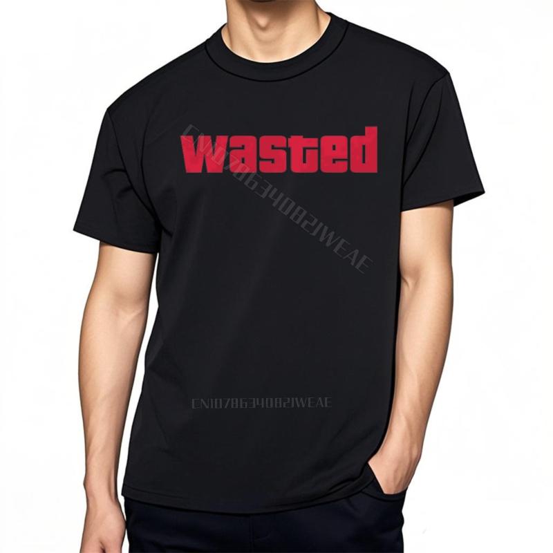T Shirt Men Comfortable Cheap Tshirt Wasted Text On Black Crew Neck Mens Tshirt Stylish Soft Plus Size Tshirt