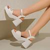 Fashion Fashion Large Size Thick Heel Sandals for Women 2025 Summer One-line Strap Out To Wear Height Raising Sandals