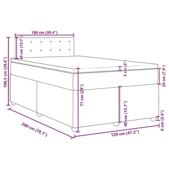 VidaXL Sommier à lattes de lit avec matelas Crème 120x200 cm Tissu 3288966