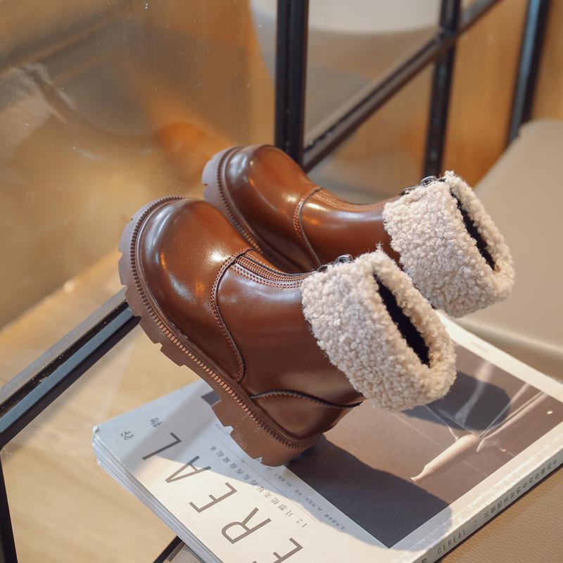 Girls' Martin Boots - 2022 Autumn/Winter Fleece-Lined Warm Fashion Soft-Soled Princess Boots