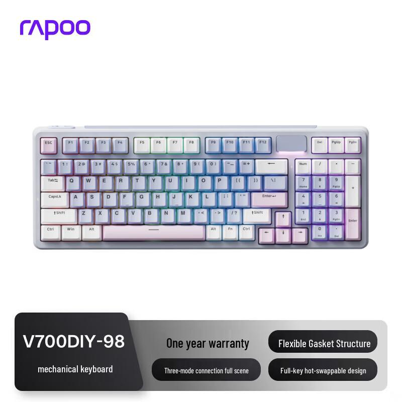 

Rapoo V700DIY-98 Upgraded Triple Mode Customizable Wireless Mechanical Keyboard