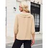 Womens Ruffled V Neck Three Quarter Sleeve Polka Dot Chiffon Blouse