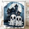 1Pccute Ghost Haunted House Bathroom Shower Curtain For Kids Halloween Decoration