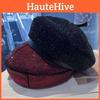 Chic Leopard Pattern Beret With Rhinestone Embellishments For Winter Fashion
