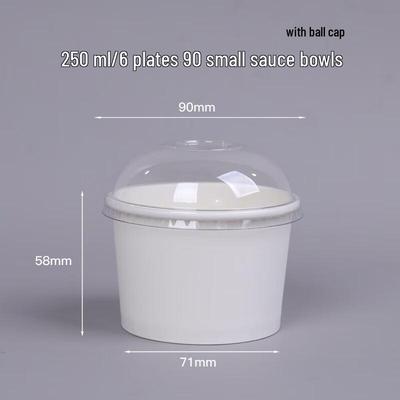 250ml Weiße Papier-Eisbecher & Topping-Schalen mit Kuppeldeckeln (100er-Packung)