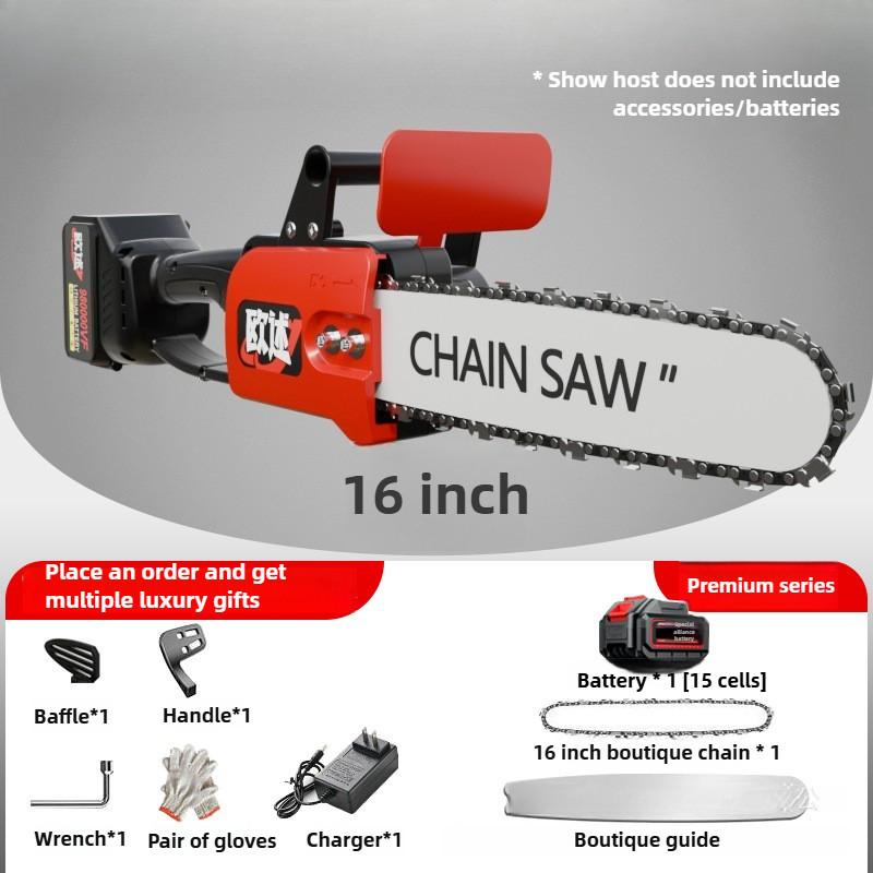 12 inch/16 inch Rechargeable Handheld Chain Saw Household Logging & Pruning Saw Brushless High Power Lithium Electric Saw