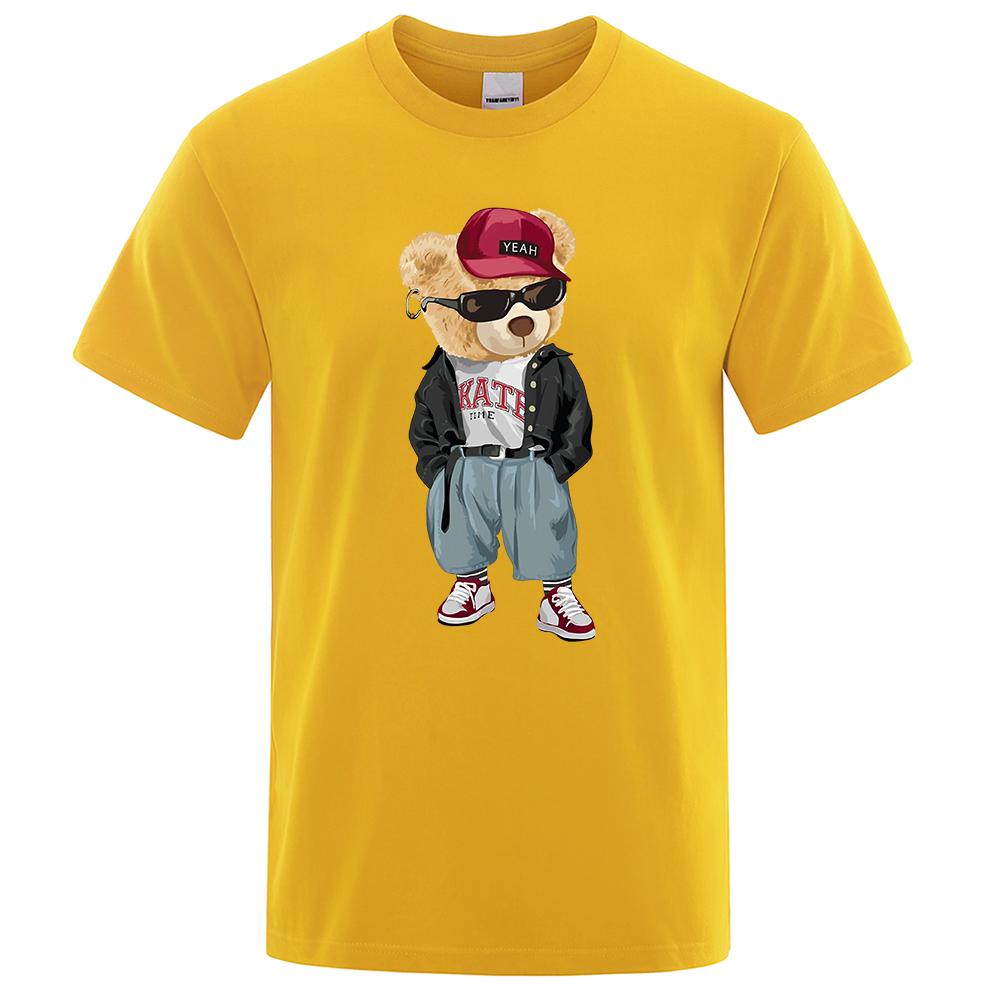 Men 2024 Fashion Ted Bear T Shirt Pure Cotton Tops Tee Funny Men Short Sleeve Crewneck Tees Summer Oversized Female T-Shirts