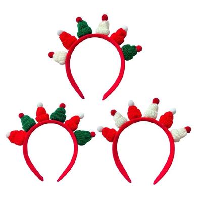 Strick-Weihnachtsmannmütze Stirnband Festival Requisiten Haarreif Familienfeier Kopfbedeckung Feiertagsfeier Kopfschmuck