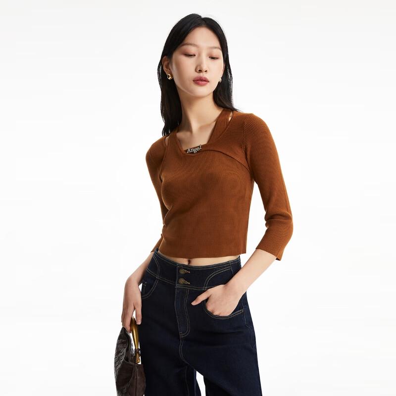 Vero Moda Women's Slim Fit 3/4 Sleeve U-Neck Knit Top