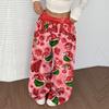 Women's Casual Christmas Print Elastic Waist Loose Fit With Plush Wide Leg Pants