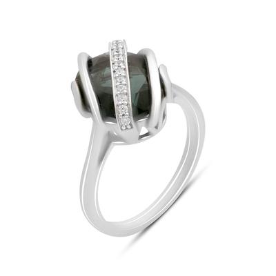 Silver Ring with London Blue Topaz 3.938ct, Cubic Zirconias, Item Weight 4.53 G (2178231)