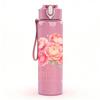 1PC Mom Rose Floral Pattern 750ml Color Plastic Sports Water Bottle Leakproof Flip Straw Lid Suitable for Sports Office Home Use