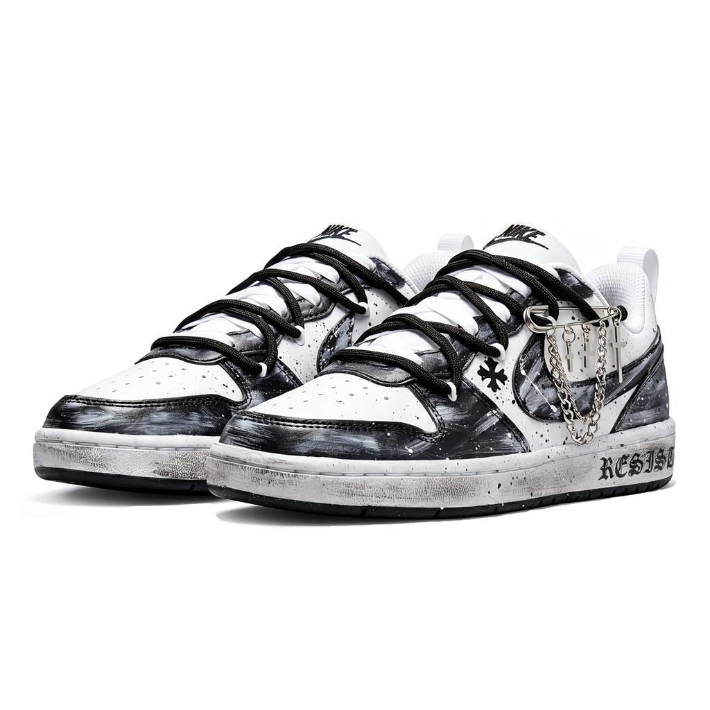 Nike Scarpe da Skateboard Basse Court Borough Gothic Century in Pelle Antiscivolo Resistenti all'Abrasione per Bambini Nere DV5456-131(Team700- )