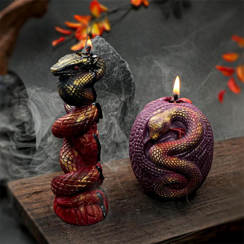 Kerzenständer Silikonform in Schlangenform DIY Schlange gewundenes Relief Schlangenei Rosensäulen-Designs Kerzen Gips Heimdeko