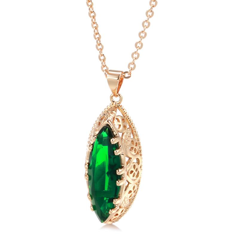 Collana a forma di cuore Goccia d'Acqua da Donna Oro Rosa 585 Zaffiro Rosso Verde San Valentino Festa Qixi Regalo
