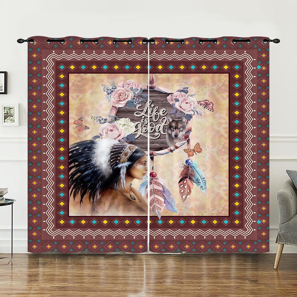 Curtains Bohemian Curtains Bedroom Living Room Blackout Curtains Perforated