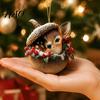 Elegant Holiday Decor Forest Animal Acorn Hanging Ornament, 2D Acrylic Flat Printed Tree Seasonal Ornaments for Christmas, Woodland Creature Pendant,